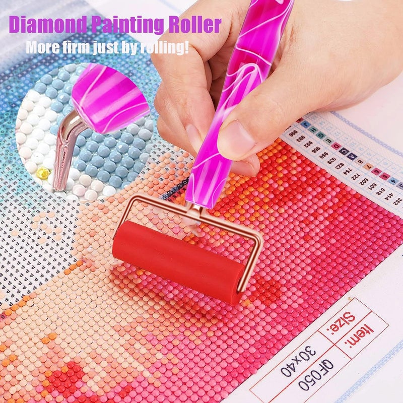 Heyseri Ergonomic Diamond Art Pen, Diamond Painting Pen with Wheel Roller, 5D Diamond Art Accessories with Exquisite Stainless Steel Metal Screw Pens Tips (Purple Gold) - Image 3